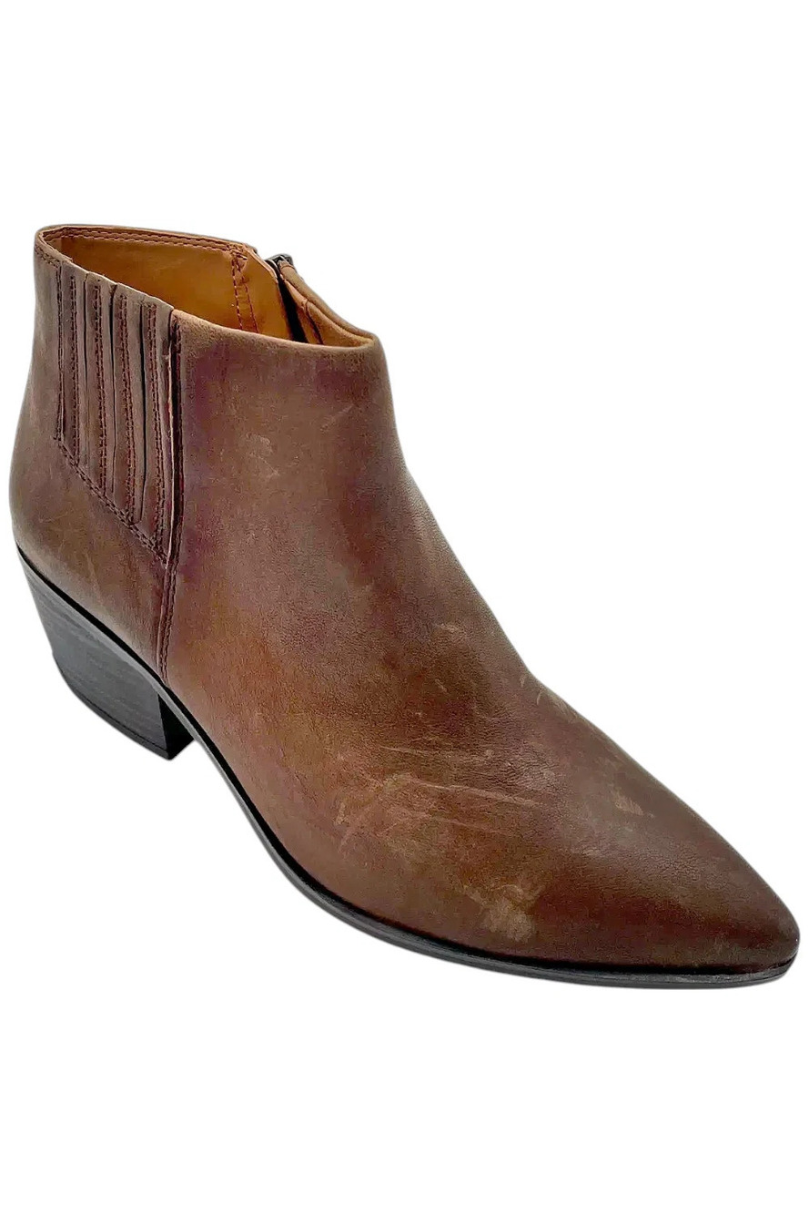 Franco Sarto Women's Spur Pointed Toe Ankle Boot Brown Leather - Medium